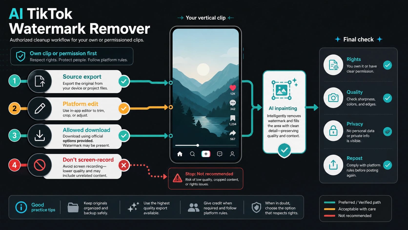 AI TikTok Watermark Remover: Clean Your Own Clips Without Blur or Rights Mistakes