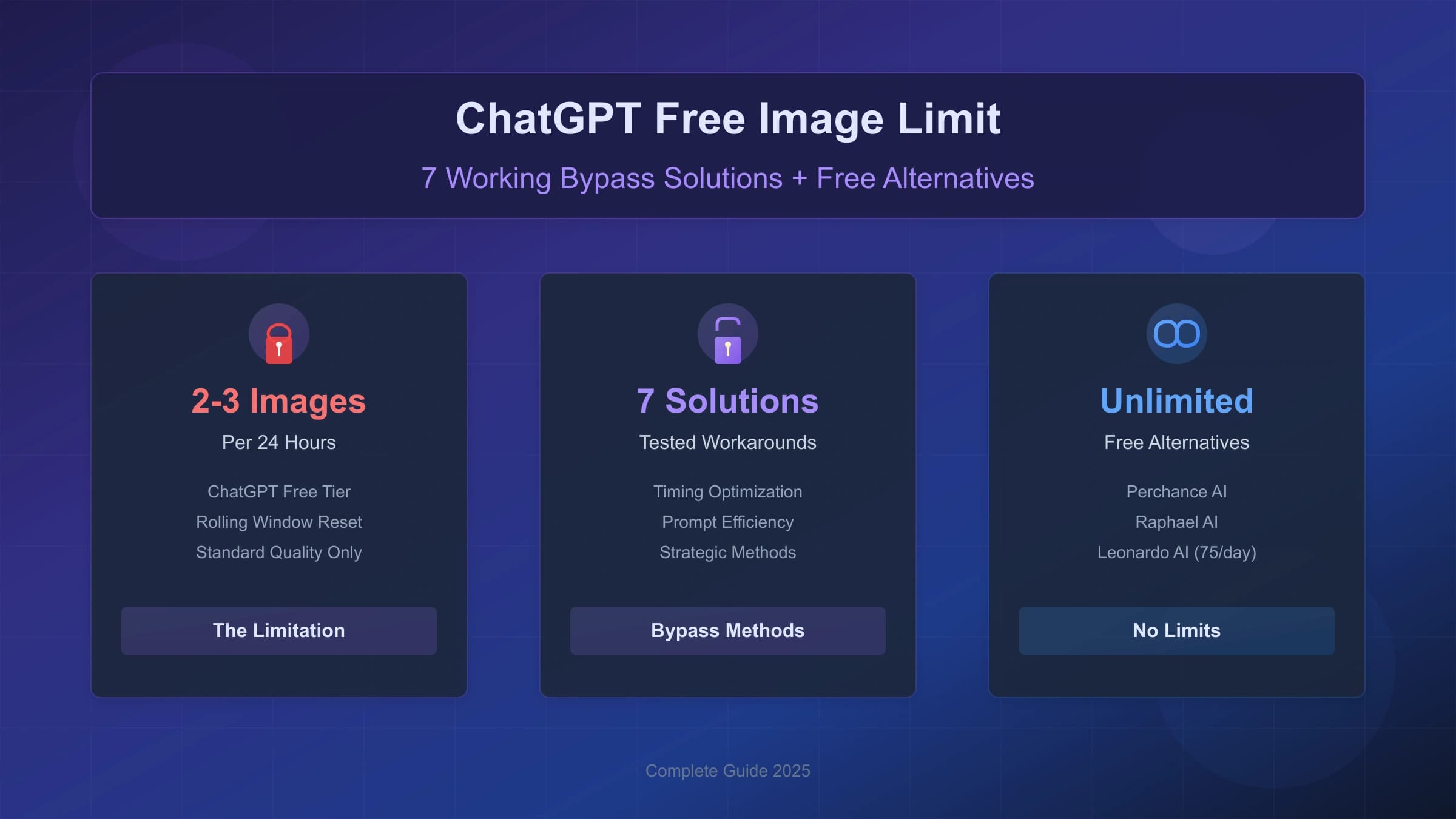 ChatGPT free image limit decision map for safe usage, official limits, Plus, API, and alternative image workflows