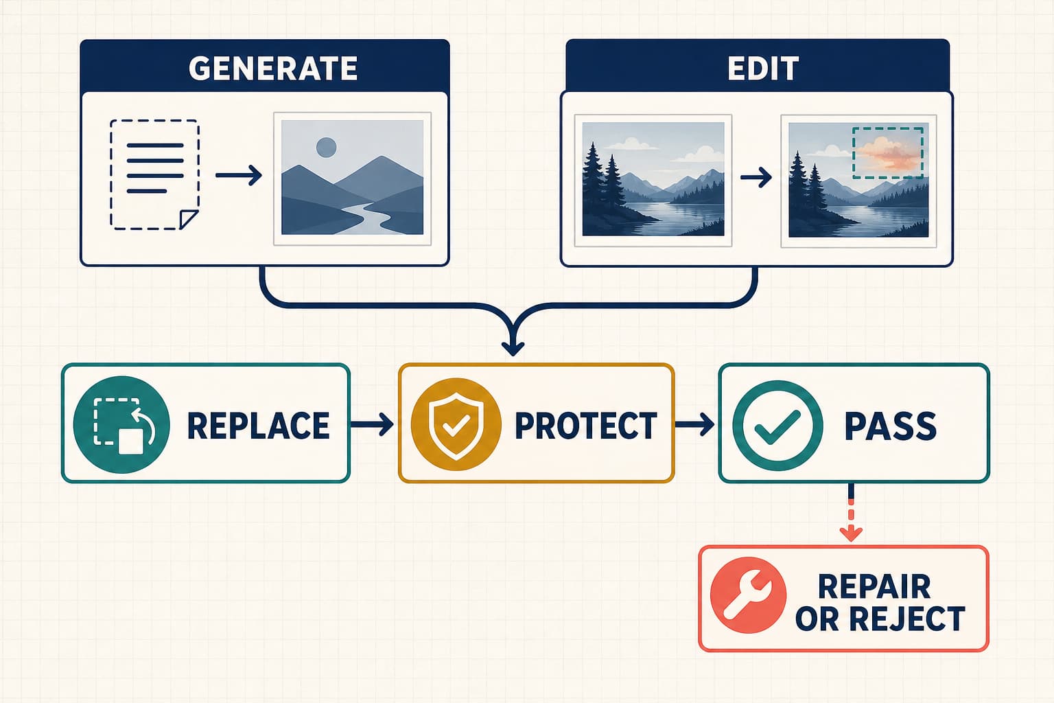 Replace Protect Pass workflow for choosing and checking a Gemini AI photo prompt