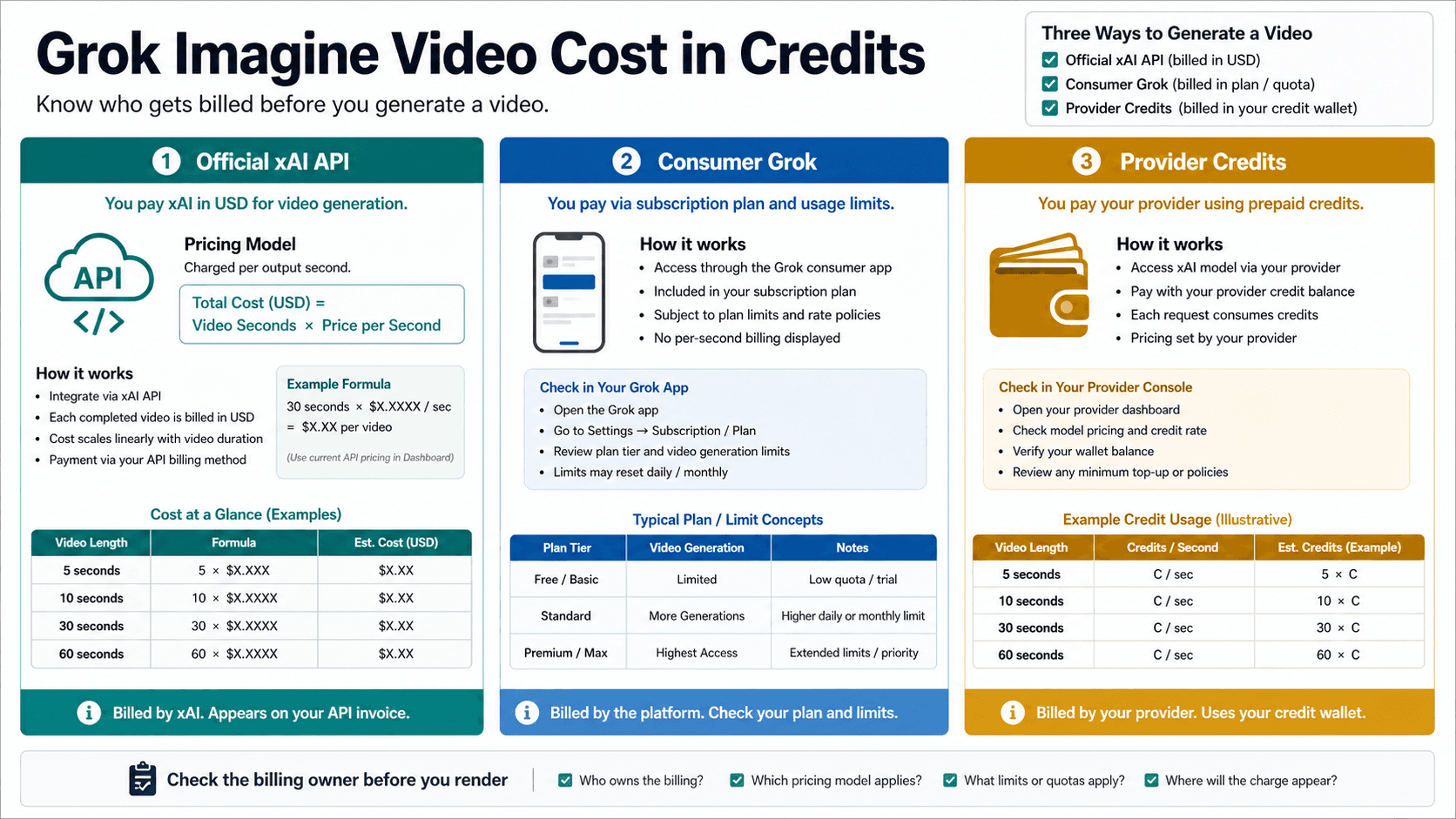 Grok Imagine Video Cost in Credits: Official API Price vs Platform Credit Math
