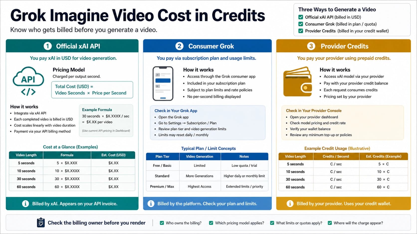 Grok Imagine Video Cost in Credits: Official API Price vs Platform Credit Math