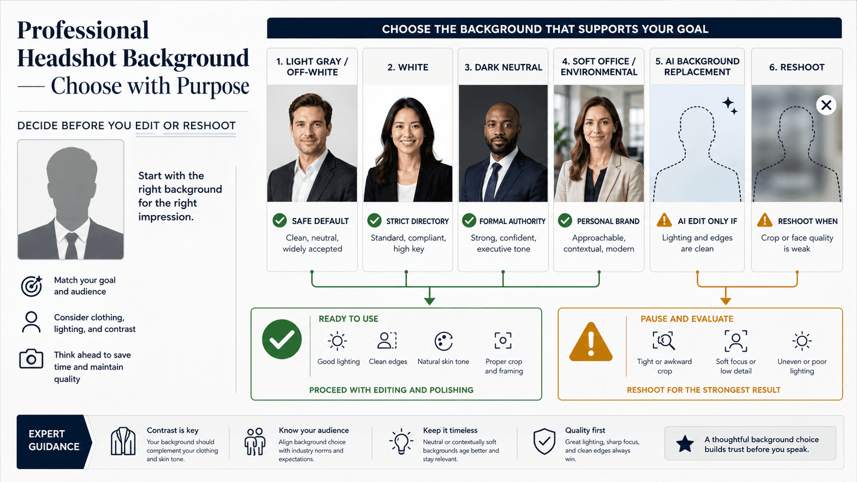 Headshot Background: Best Professional Options, AI Edits, and What to Avoid