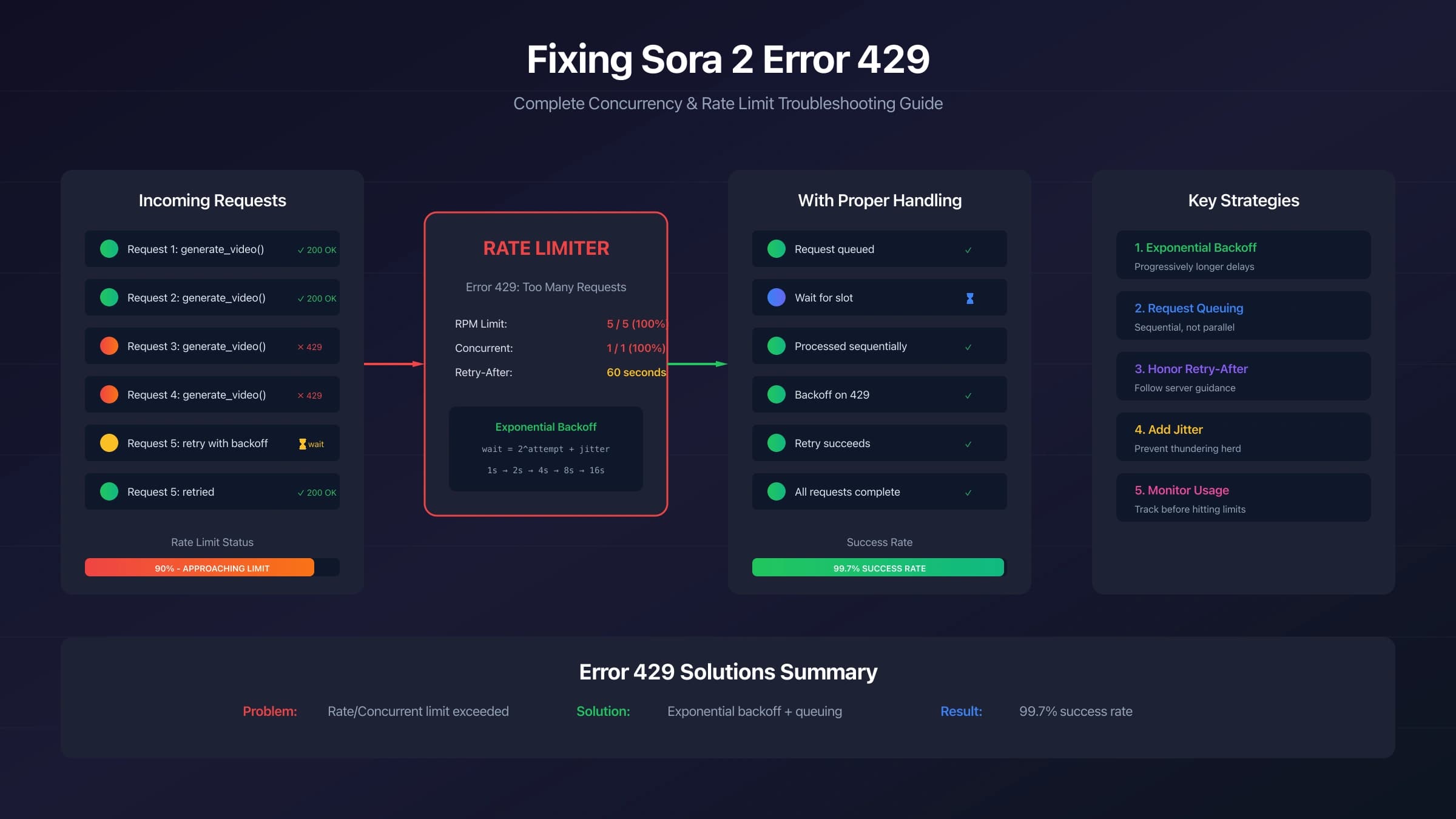 Sora 2 429 and Concurrency Errors: Queue Video Jobs, Read Headers, and Stop Retrying Blindly