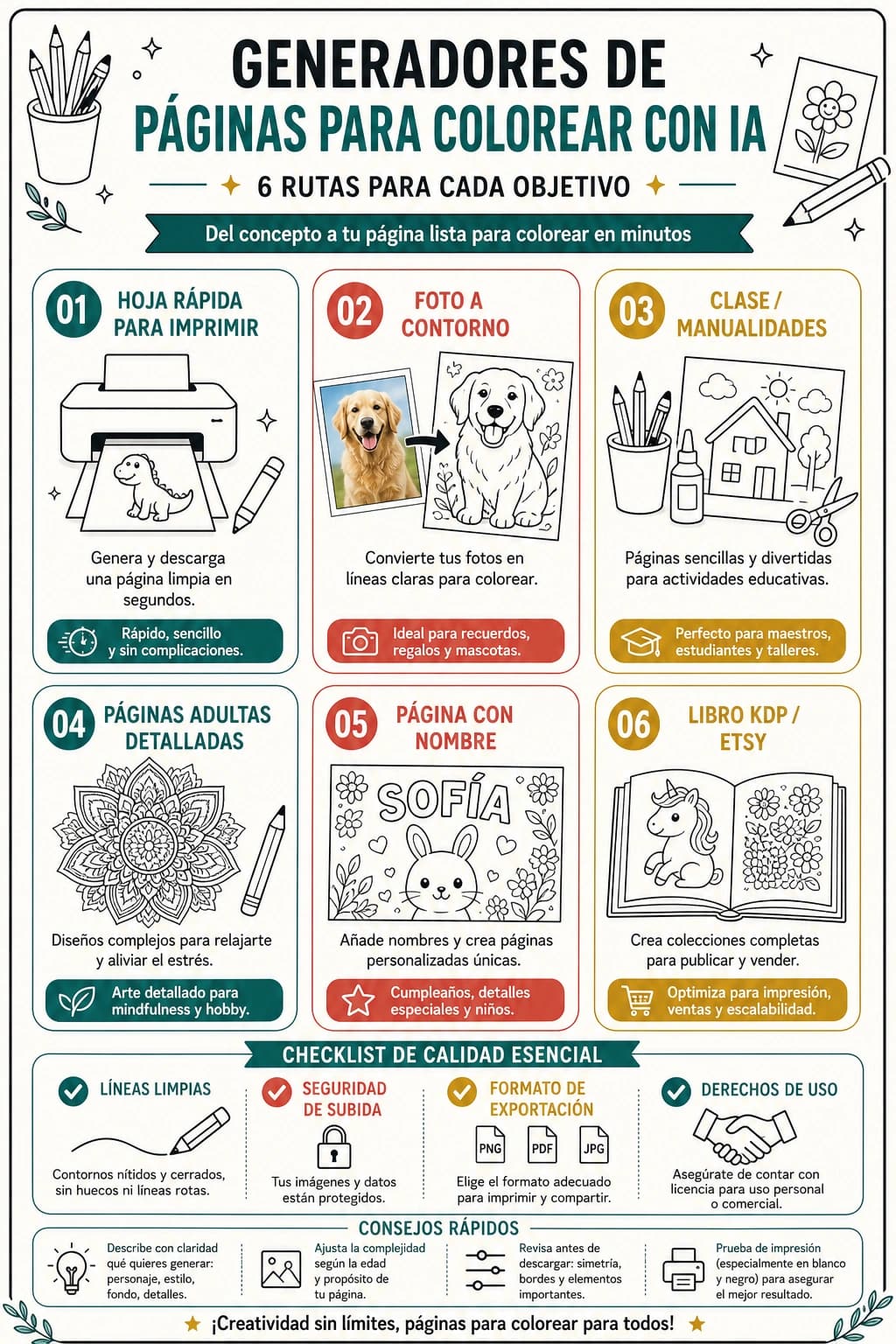 Mapa en español para elegir una ruta de dibujos para colorear con IA