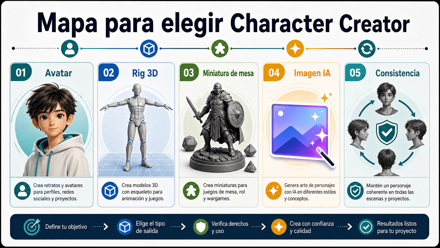 Cómo elegir un creador de personajes: avatar, 3D, DnD, IA o personaje consistente