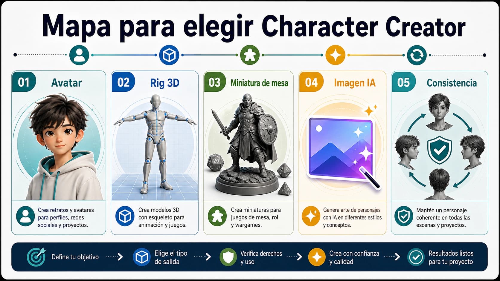 Cómo elegir un creador de personajes: avatar, 3D, DnD, IA o personaje consistente