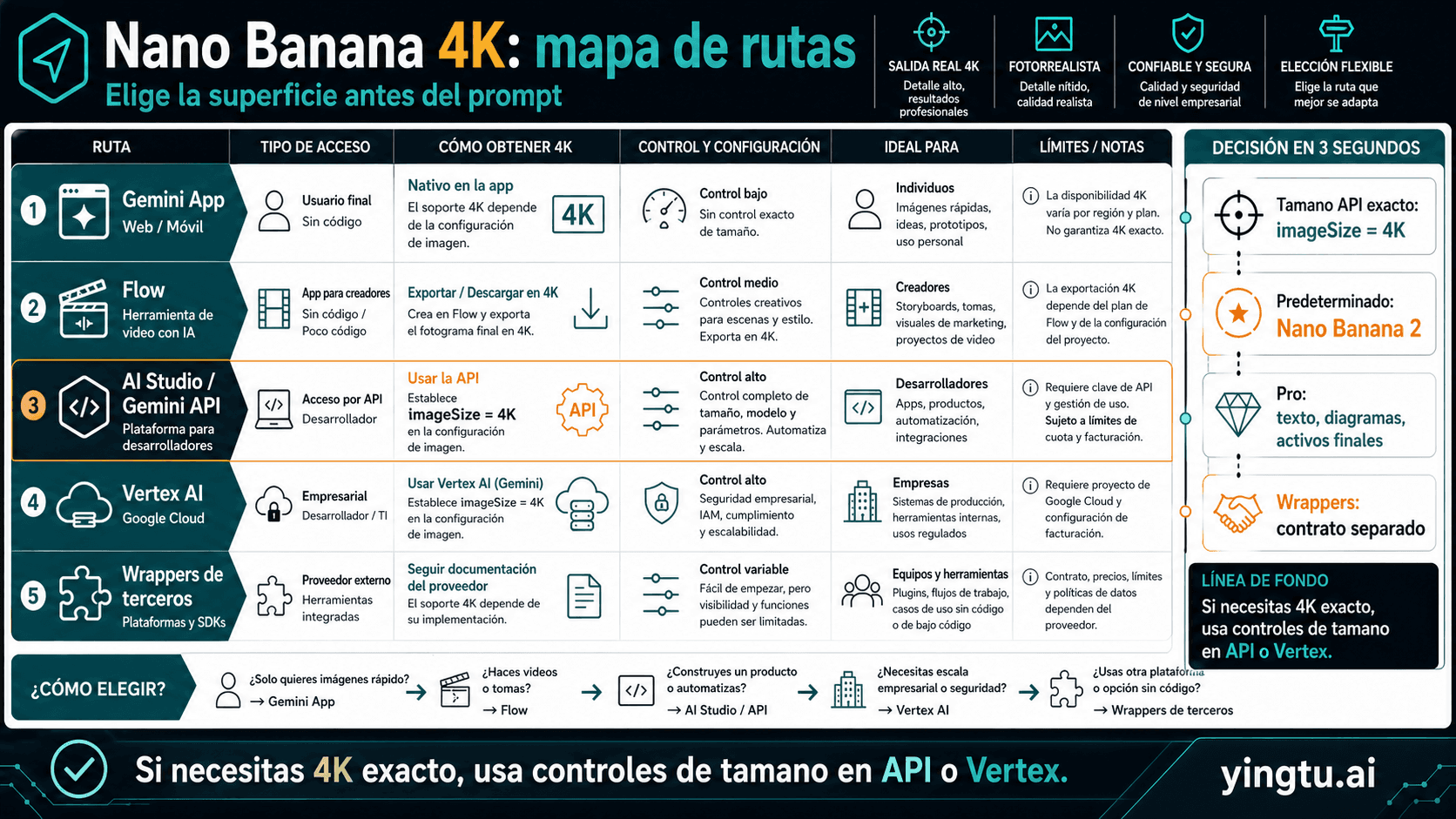 Cómo generar imágenes 4K con Nano Banana: app, API y generadores externos