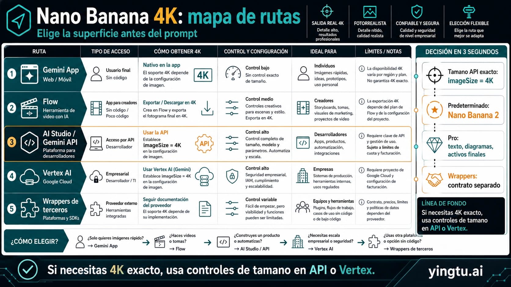 Cómo generar imágenes 4K con Nano Banana: app, API y generadores externos