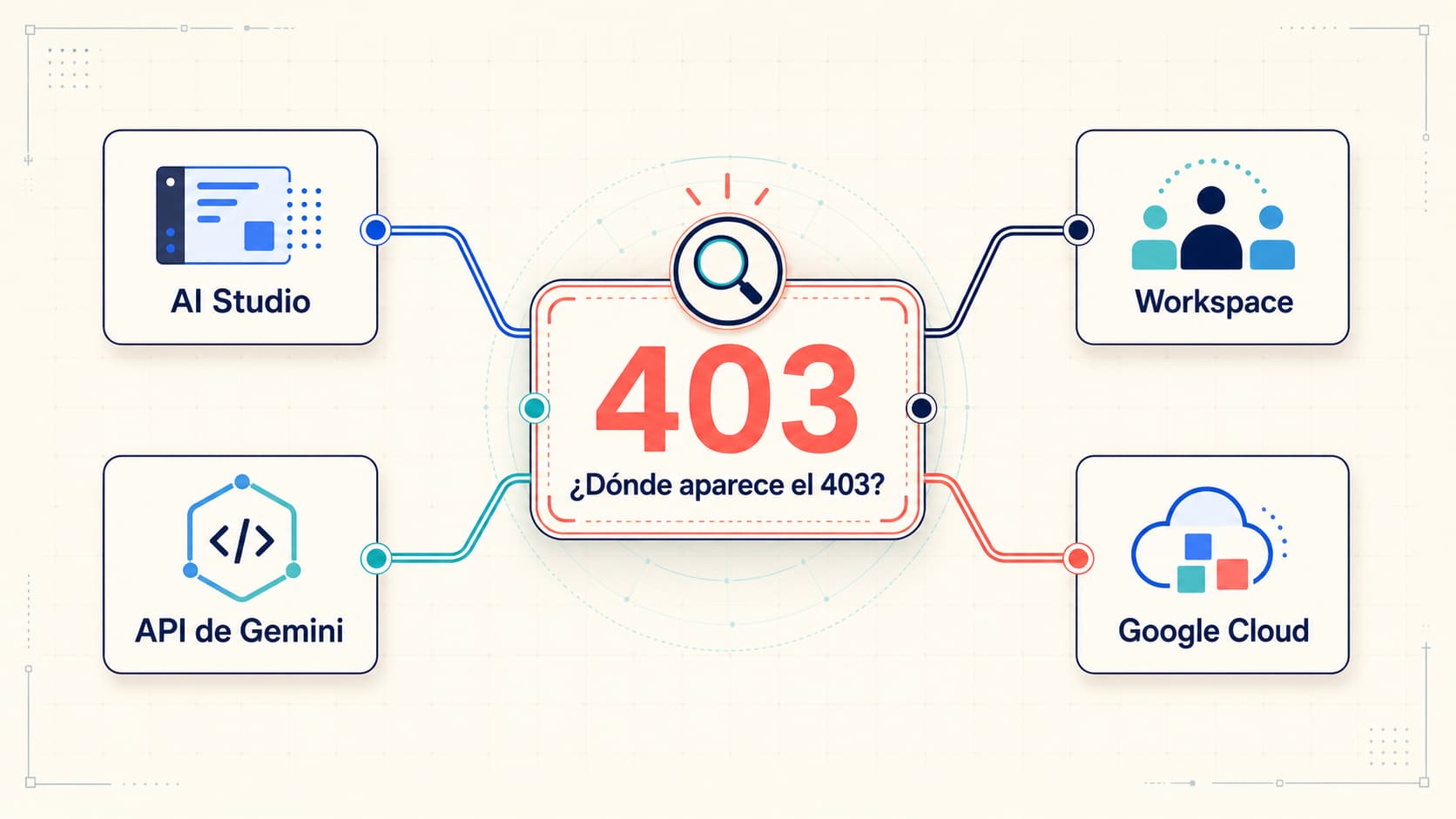 Cuatro superficies de Gemini que requieren diagnósticos distintos ante un error 403