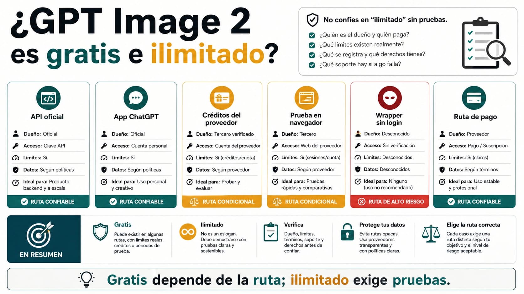 ¿GPT Image 2 es gratis e ilimitado? API oficial, ChatGPT y rutas seguras