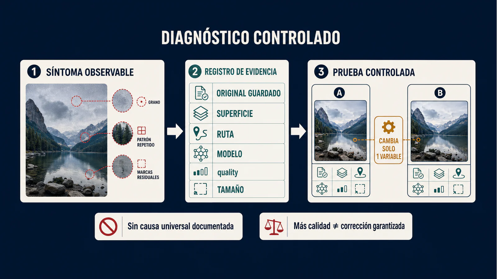 Diagnóstico de artefactos y ruido en GPT Image 2 mediante una comparación controlada
