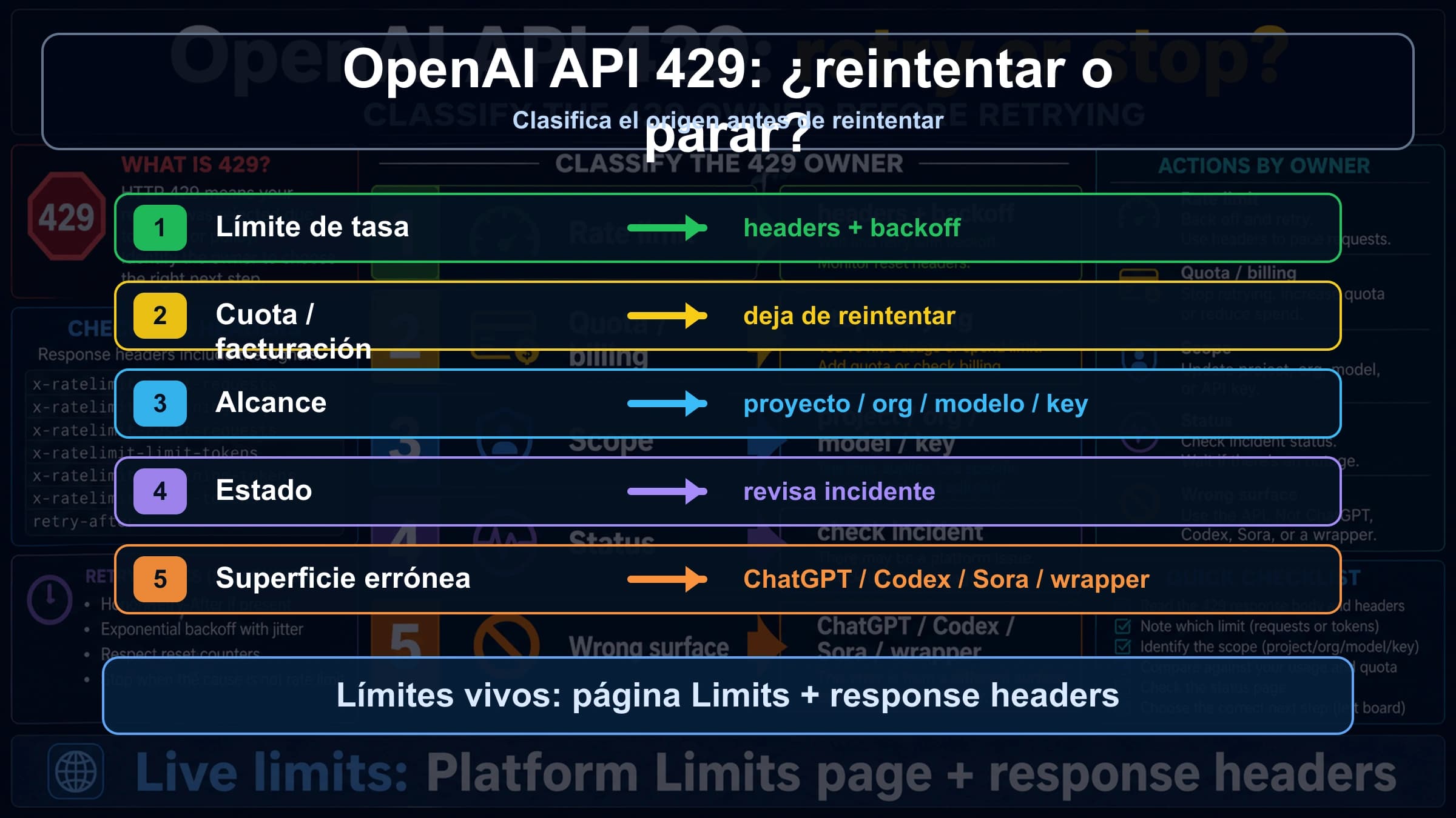 OpenAI API quota exceeded o 429: cuando reintentar, revisar billing o escalar