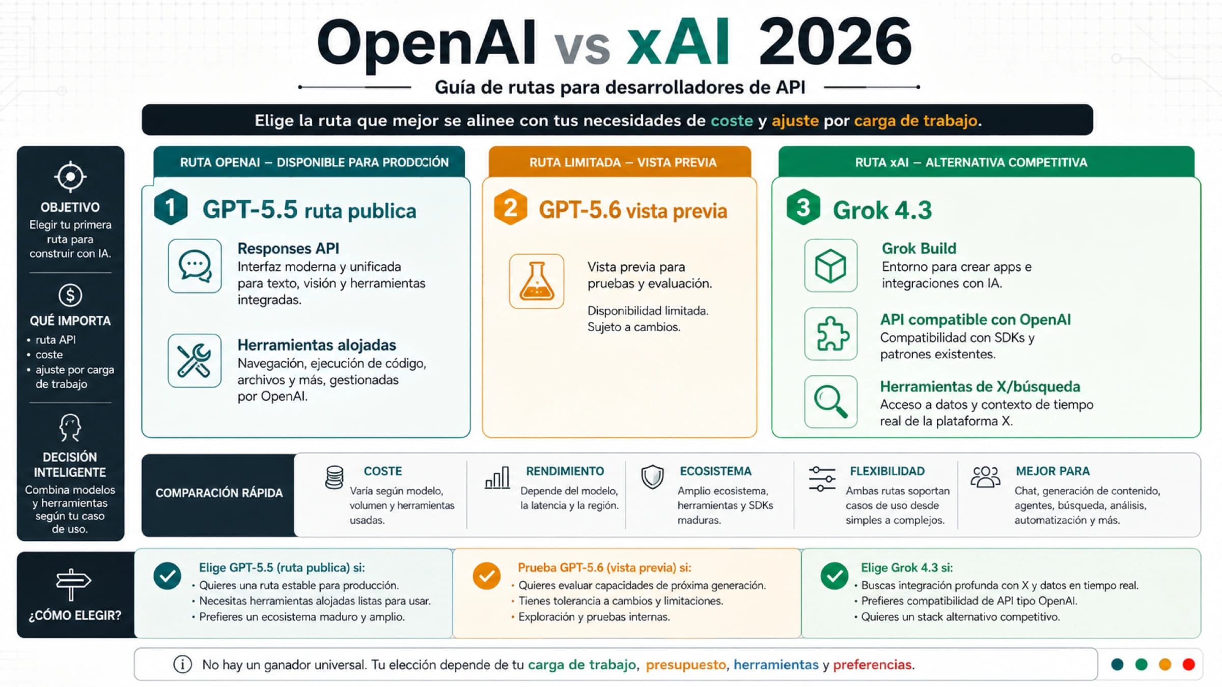 OpenAI vs xAI en 2026: precios, modelos, API y mejores usos