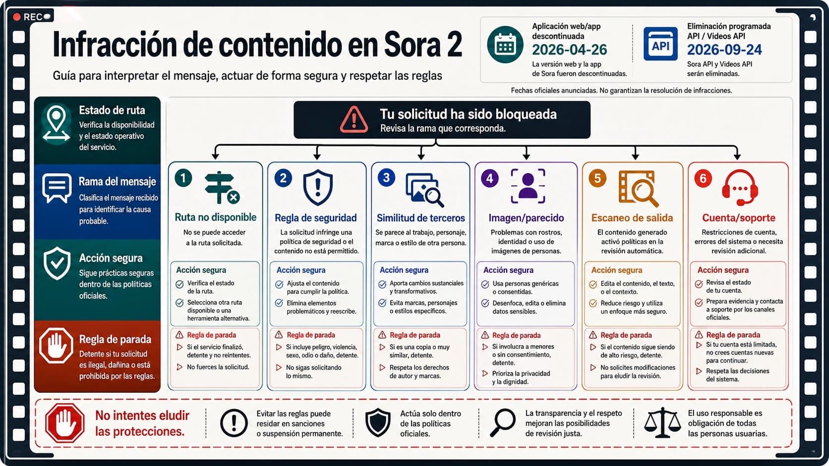 Infracción de contenido en Sora 2: significado, correcciones seguras y reglas de parada
