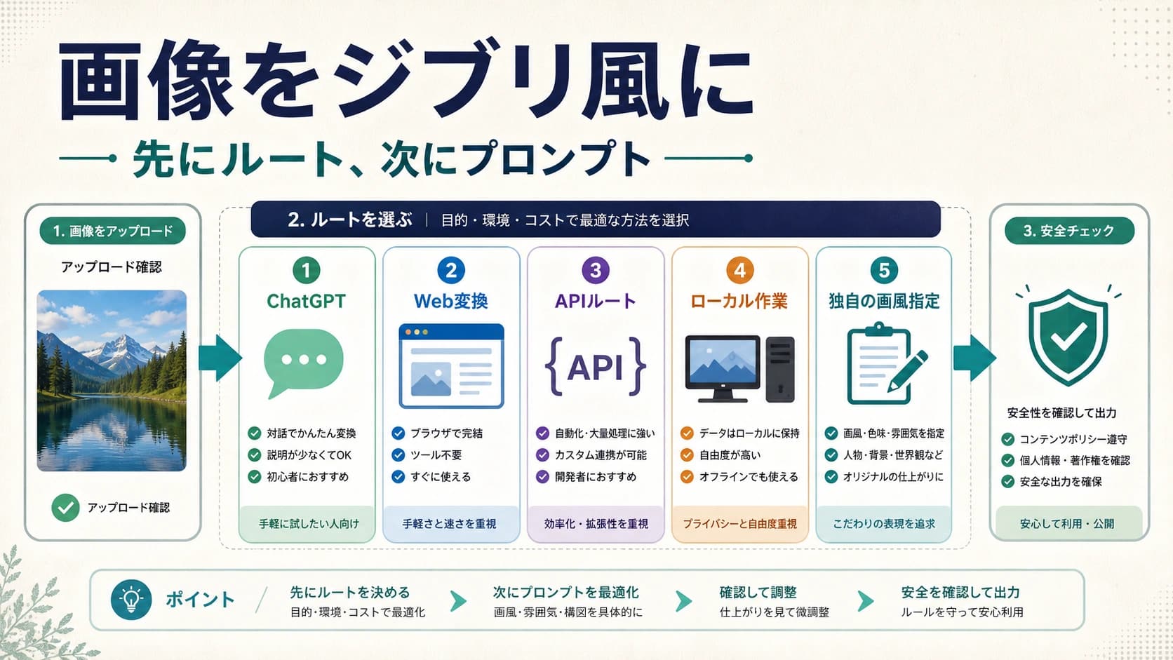 画像をジブリ風に変換するためのルート選択ボード