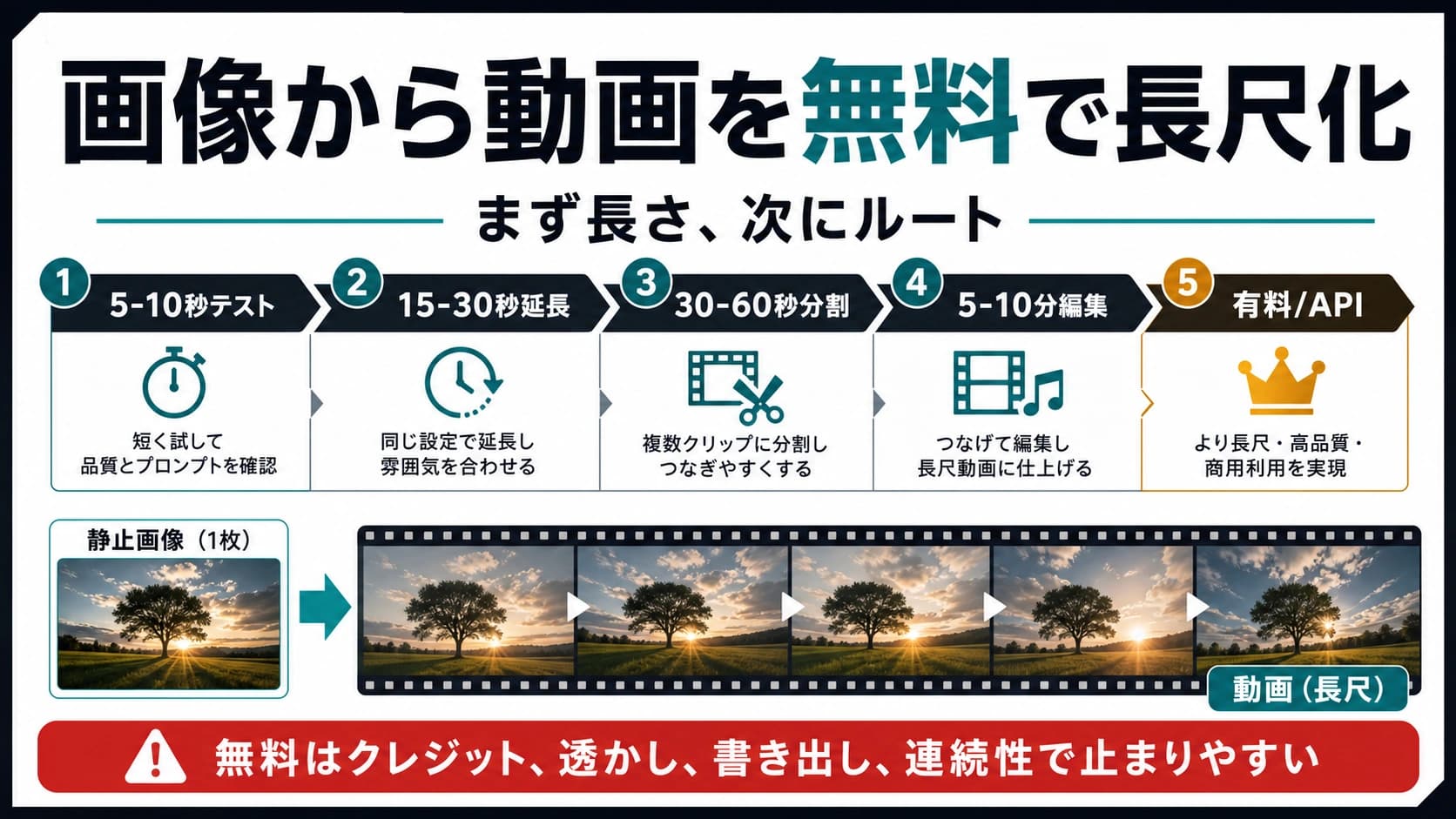画像から動画を無料で長尺化する方法: 2026年に現実的なルート