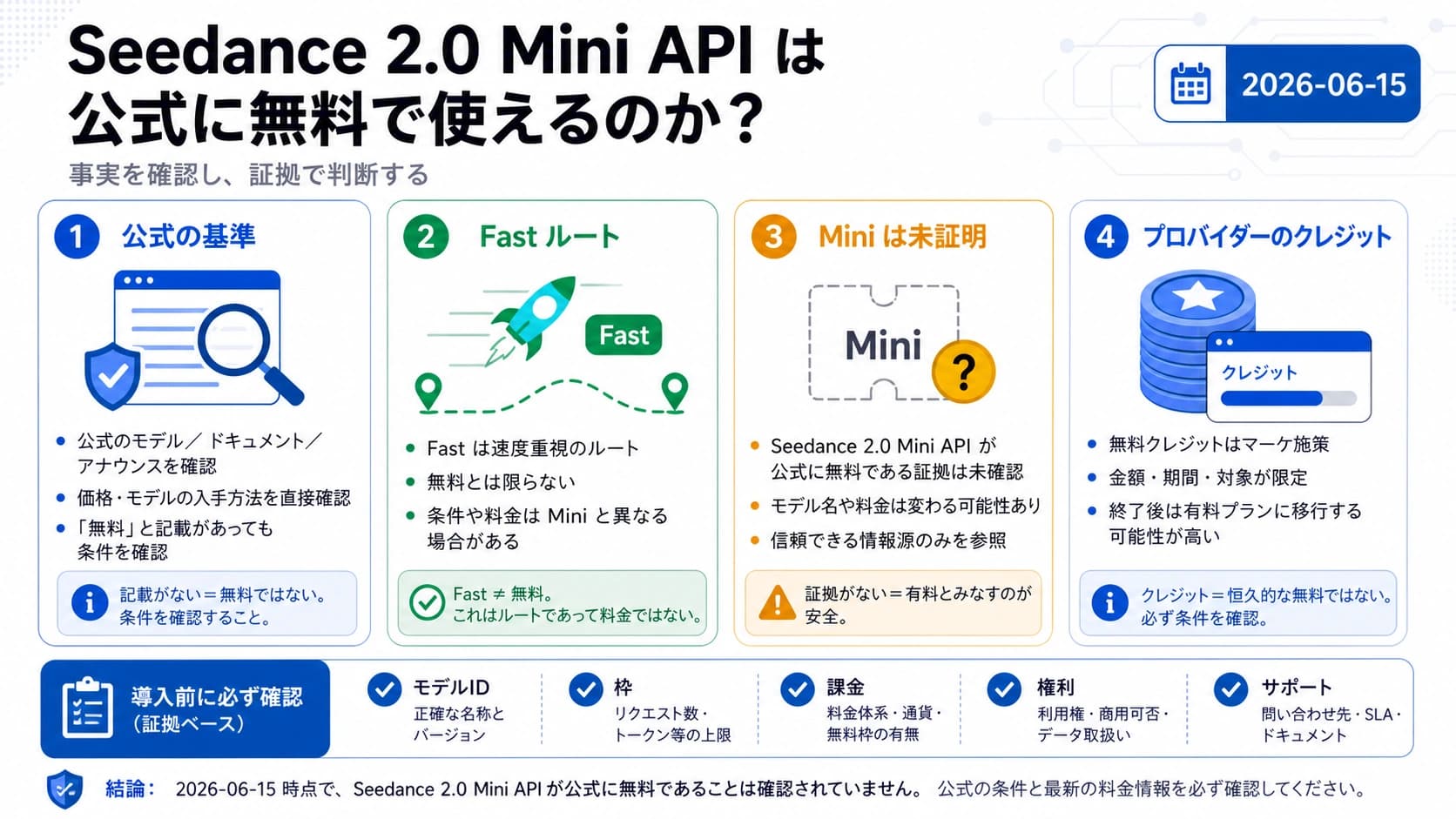 Seedance 2.0 Mini APIは無料で使える?公式ルート、Mini表記、確認項目を分けて判断する