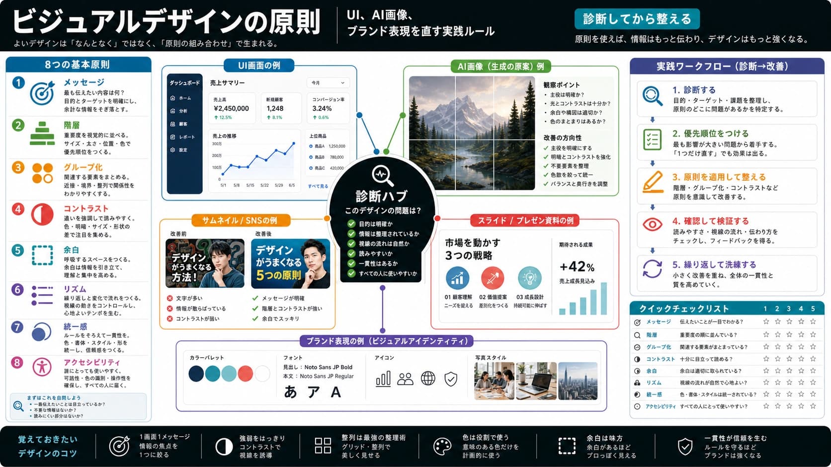 ビジュアルデザインの原則:UI、AI画像、ブランド表現を直す実践ルール