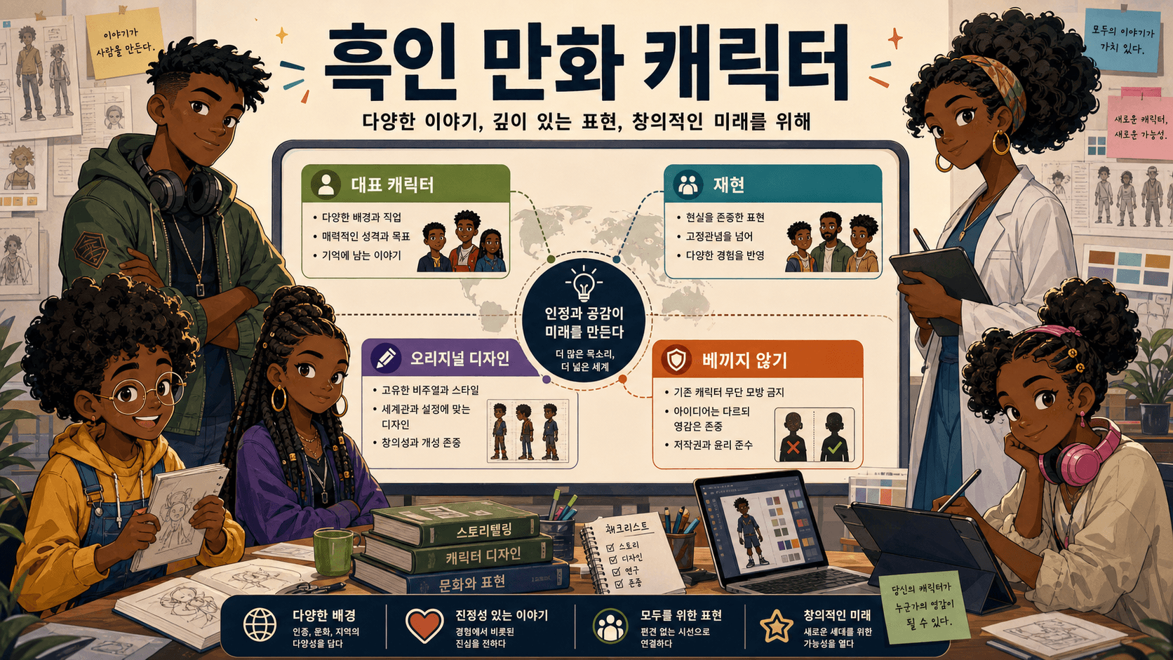 흑인 만화 캐릭터: 대표 이름, 작품 맥락, 오리지널 디자인 기준
