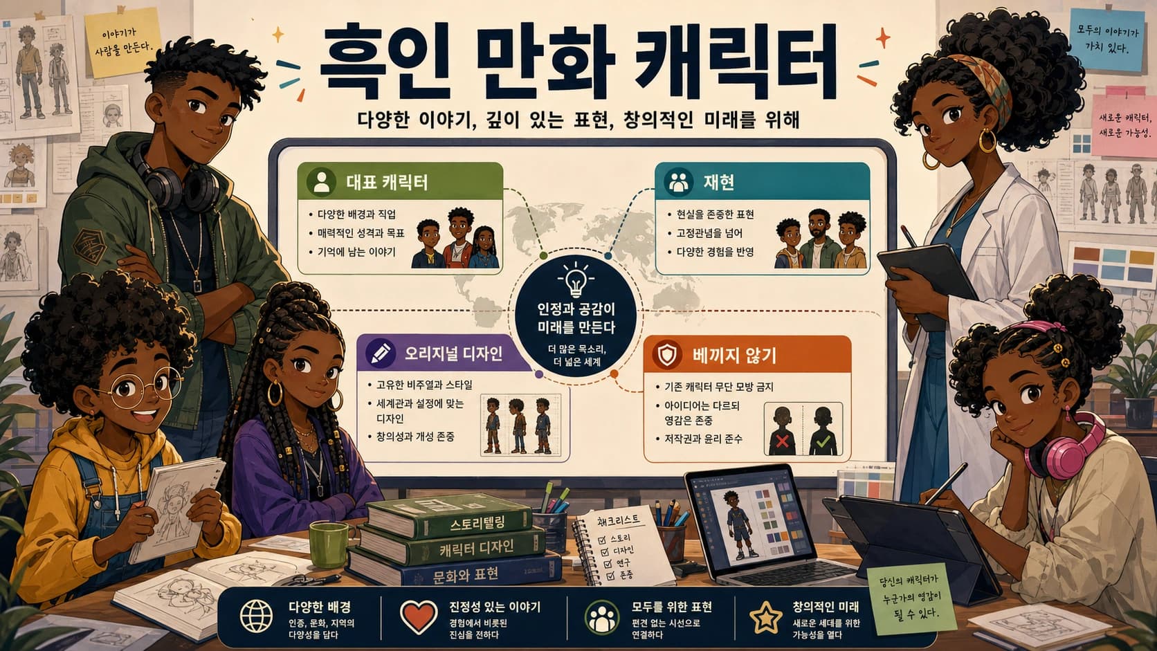 흑인 만화 캐릭터: 대표 이름, 작품 맥락, 오리지널 디자인 기준
