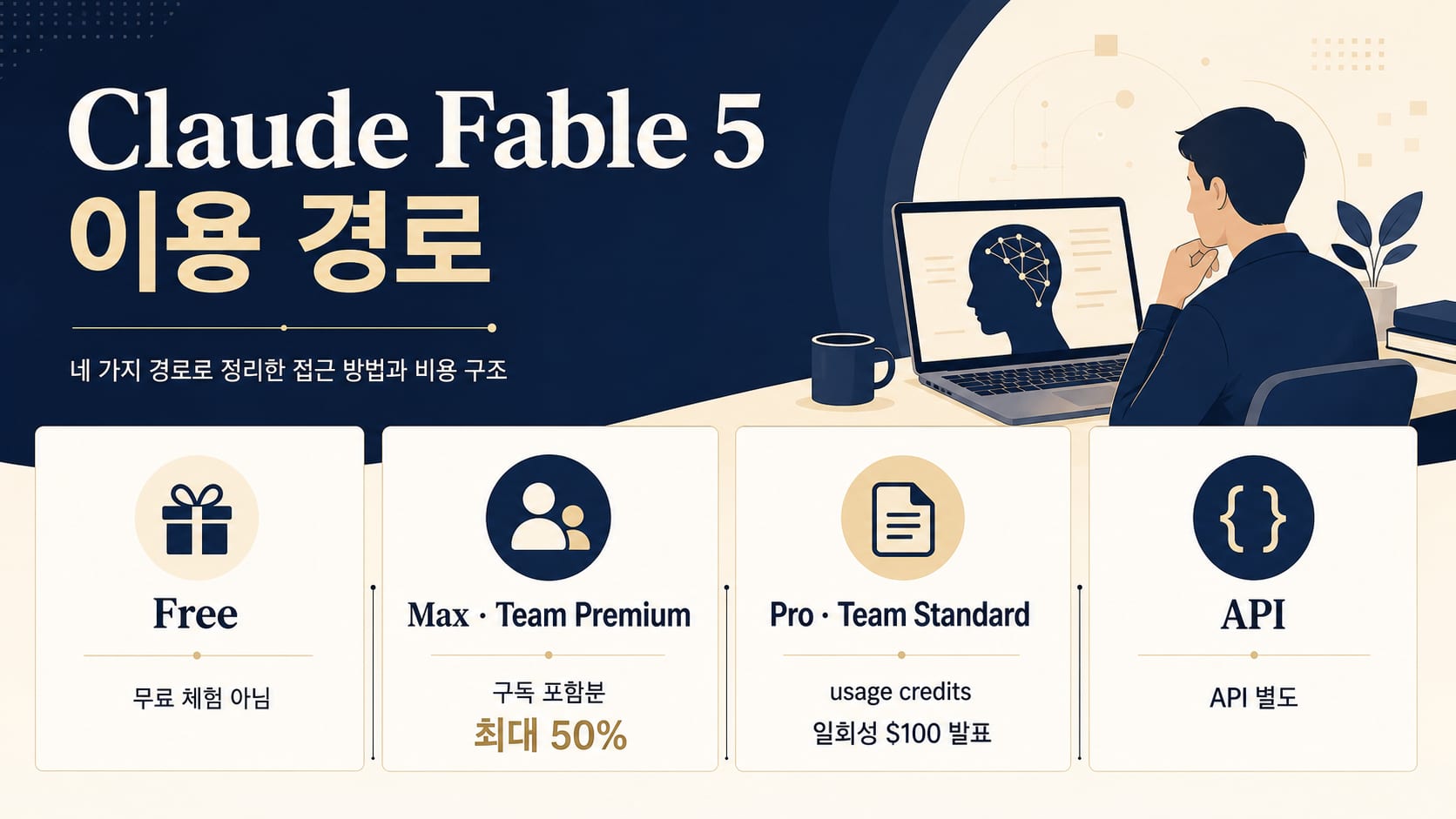 Claude Fable 5의 Free, Max, Pro, Team 플랜별 포함 사용량과 usage credits 경계