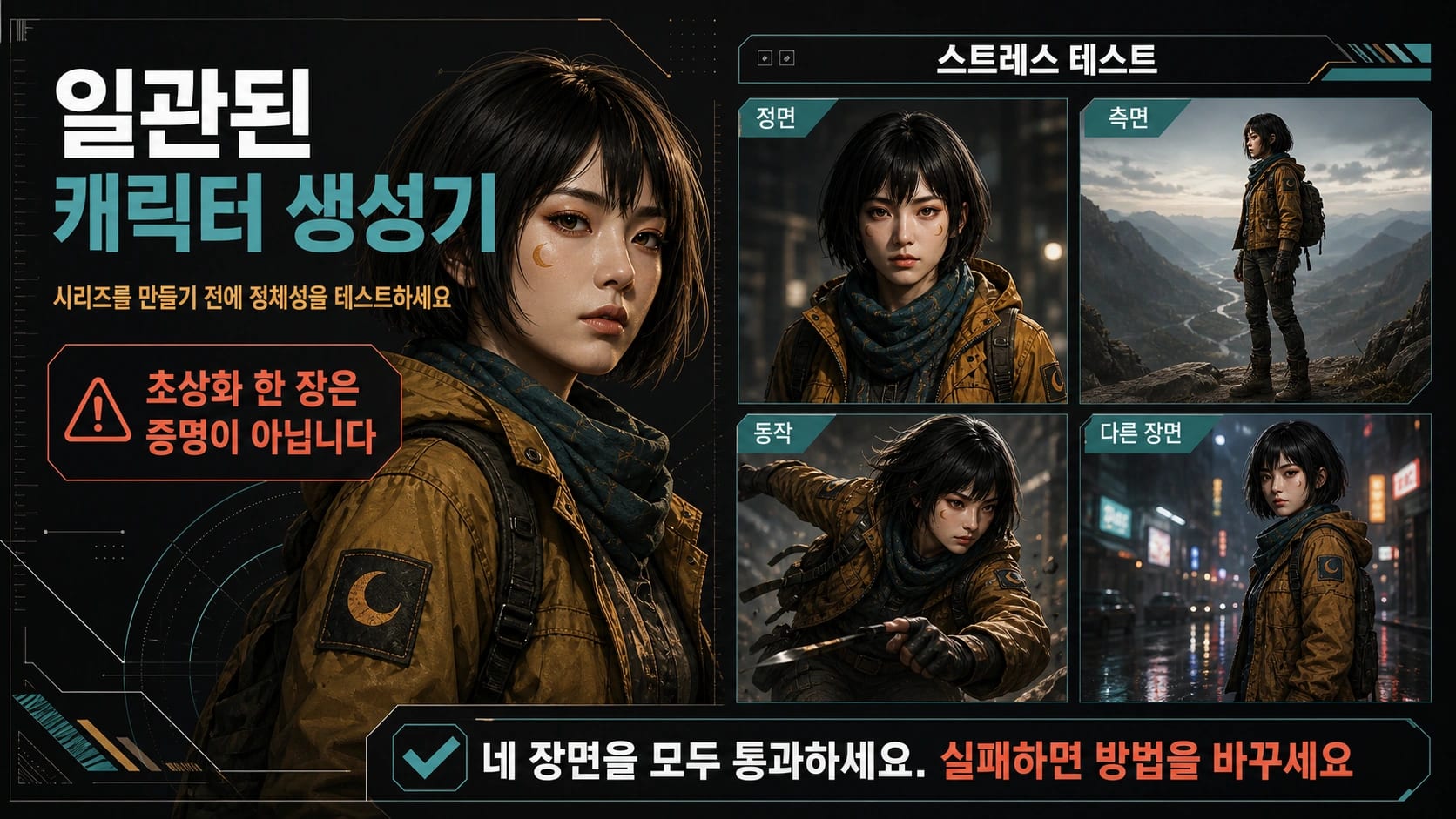AI 이미지에서 같은 캐릭터 유지하기: 대량 제작 전 4컷 검증