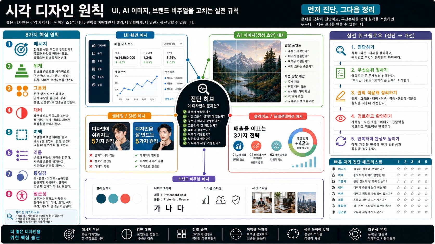 시각 디자인 원칙: UI, AI 이미지, 브랜드 비주얼을 고치는 실전 규칙