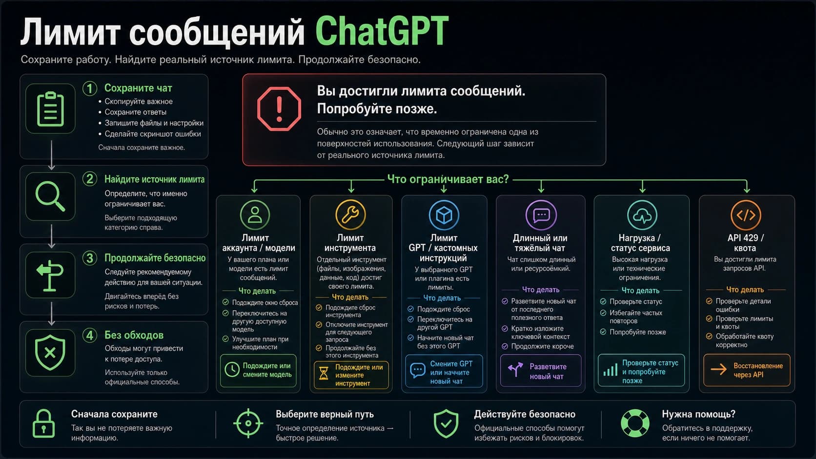 ChatGPT пишет “You’ve reached our limits of messages”: что сохранить и как продолжить