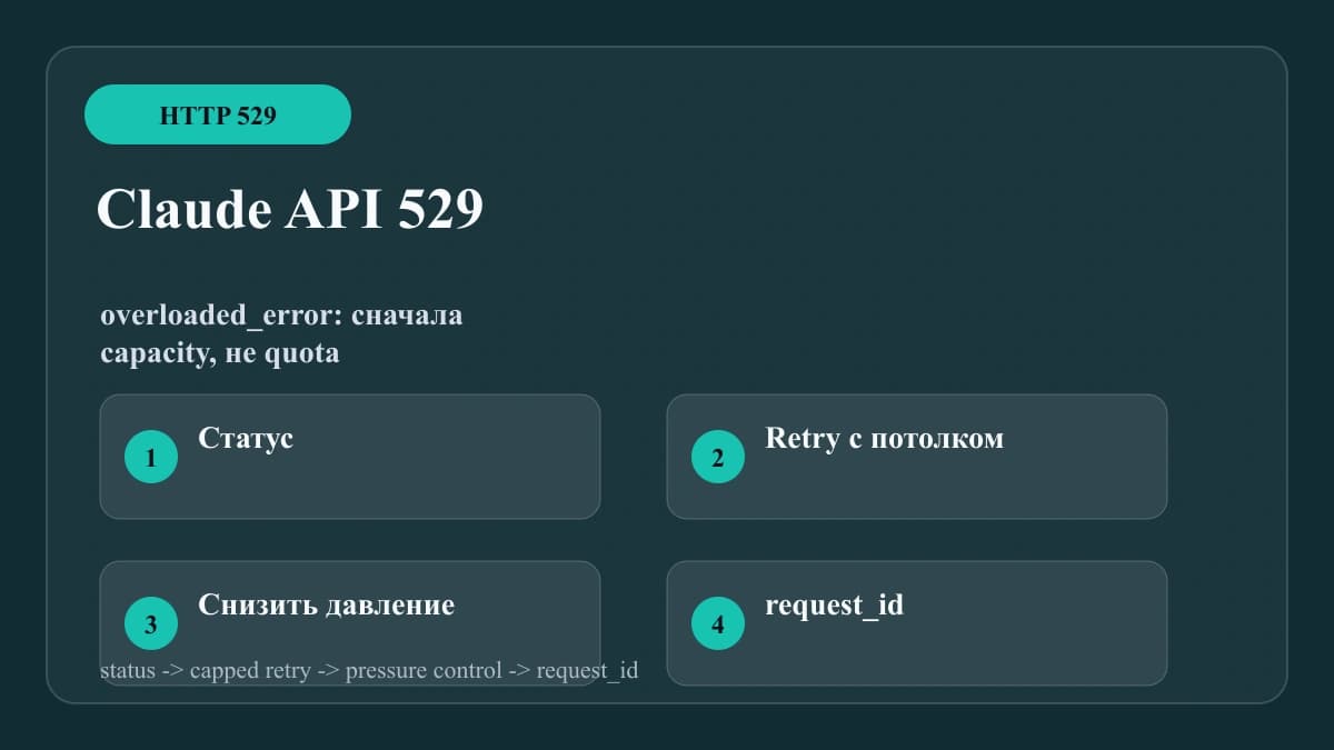 Claude API 529 Overloaded: как чинить overloaded_error без ошибки 429