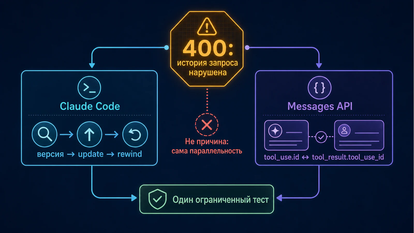 Диагностика ошибки Claude API 400 по среде выполнения, версии и целостности истории инструментов