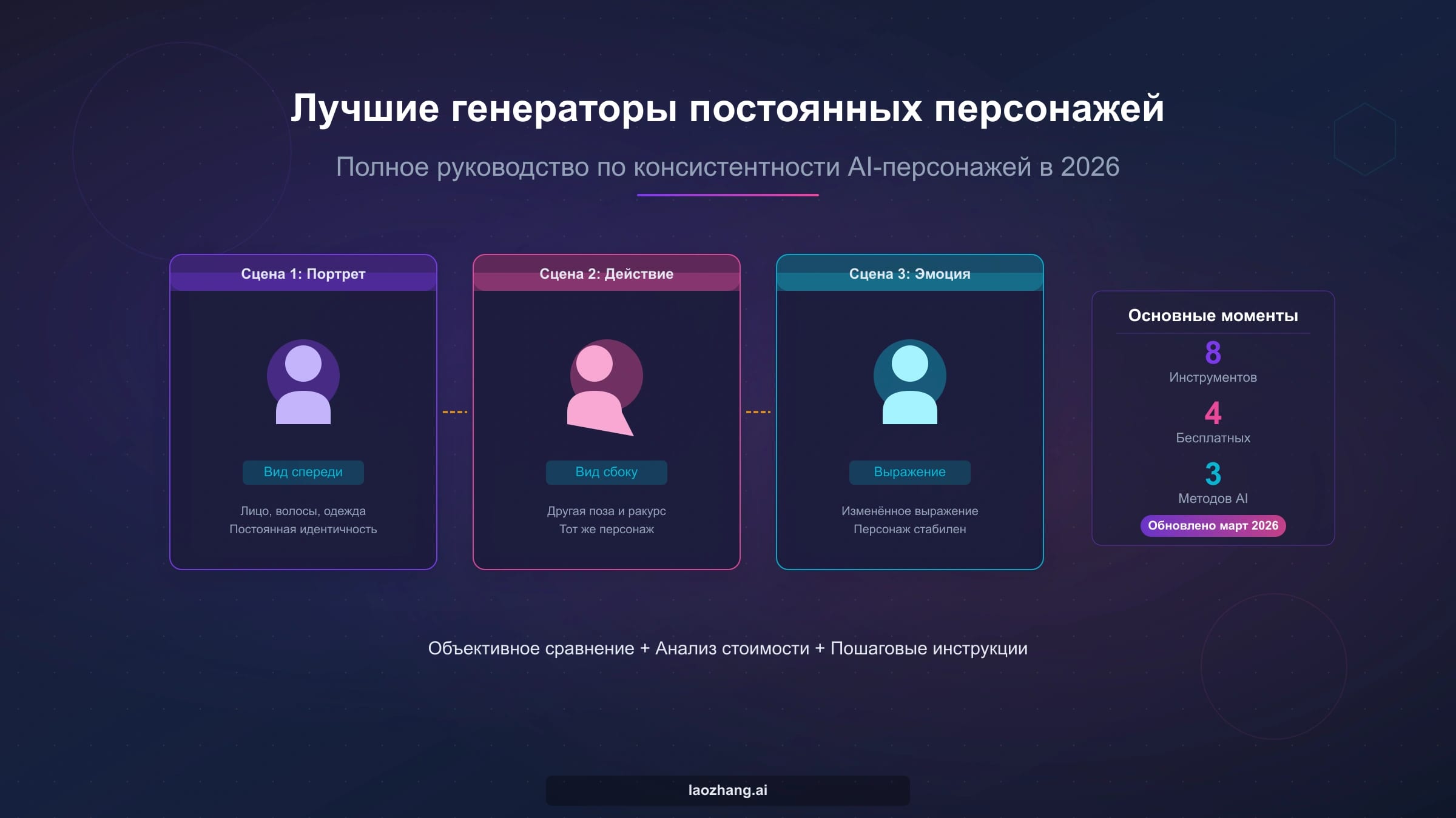 Один вымышленный персонаж проходит проверку в портрете, профильном или ростовом кадре, движении и новой сцене.