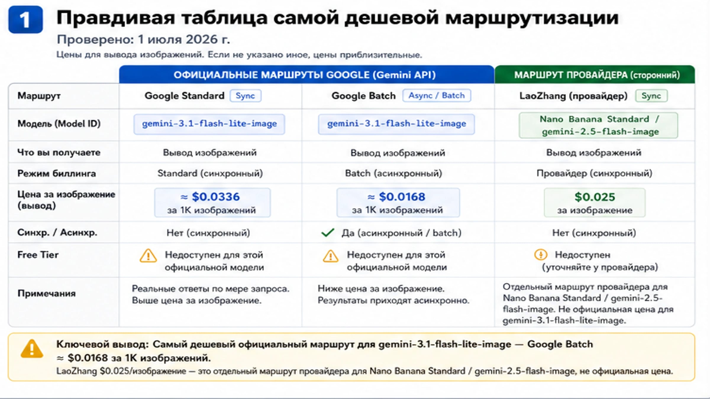 Сравнение официальной цены Gemini 3.1 Flash Lite Image и маршрута LaoZhang $0.025