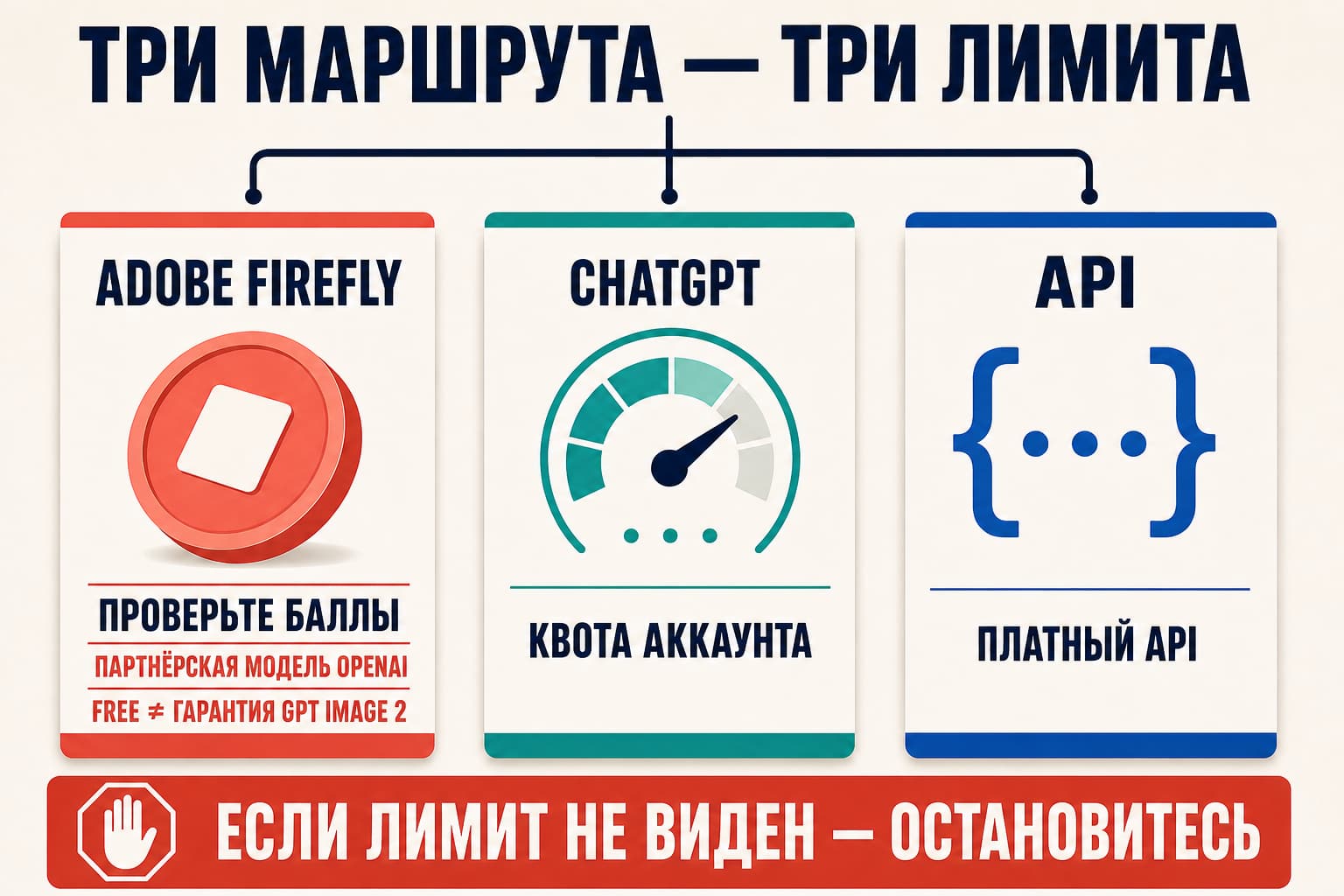 Схема проверки бесплатного доступа к GPT Image 2 через Adobe Firefly ChatGPT и официальный API