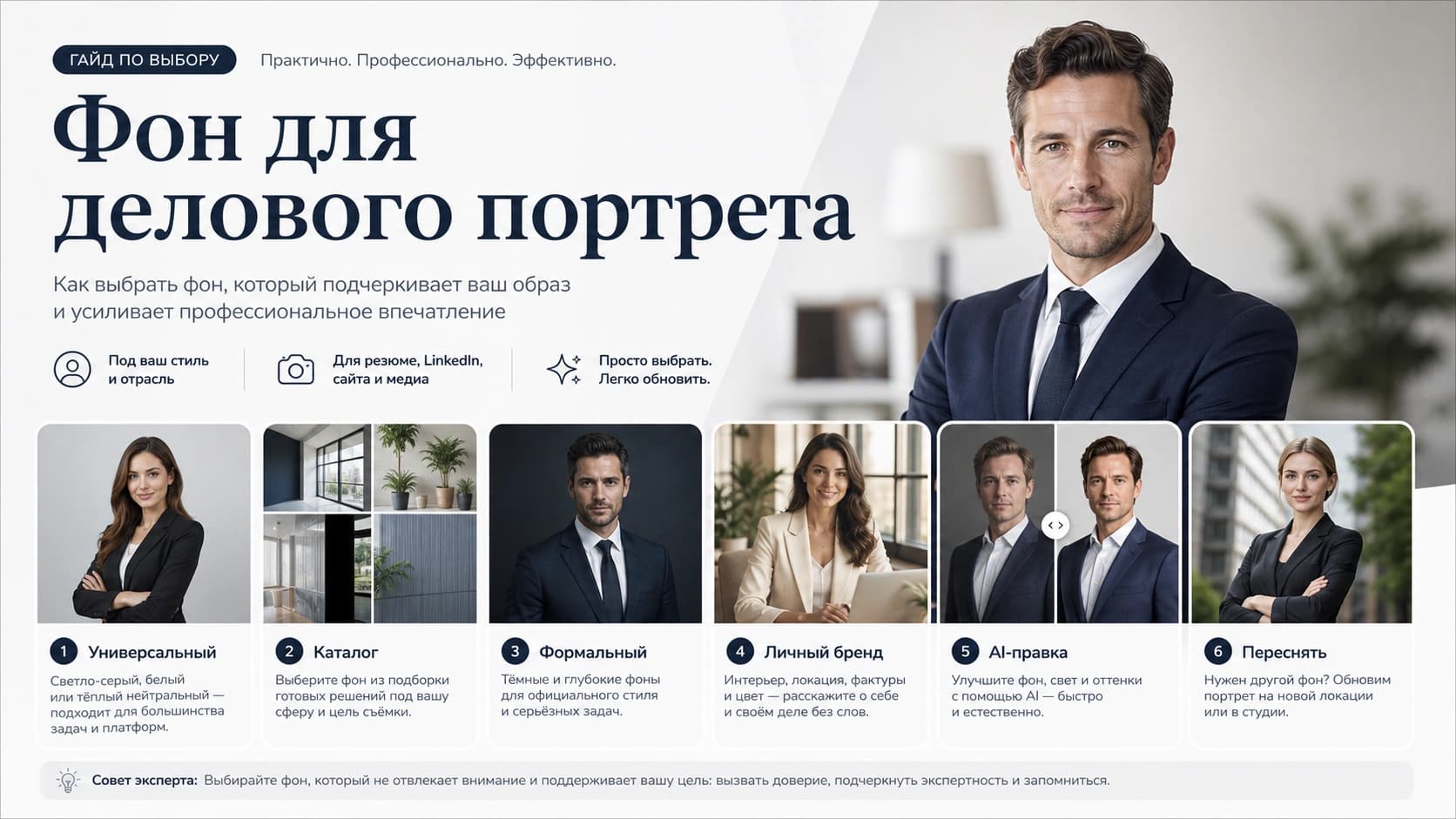 Схема выбора фона для делового портрета с маршрутами по назначению