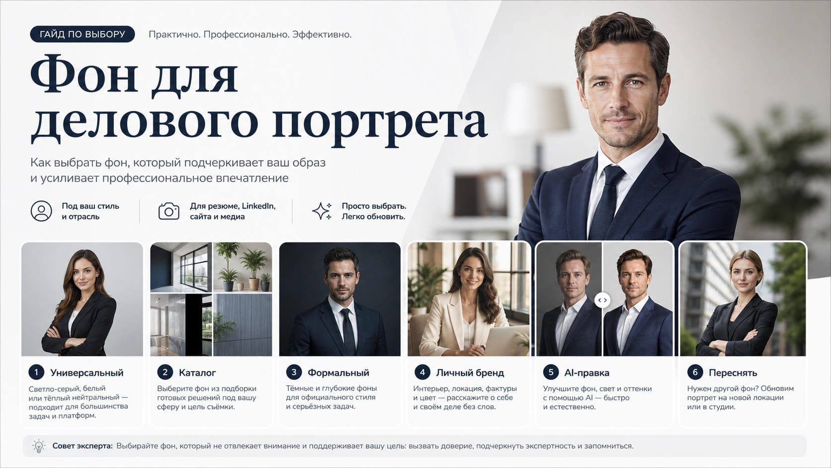 Схема выбора фона для делового портрета с маршрутами по назначению