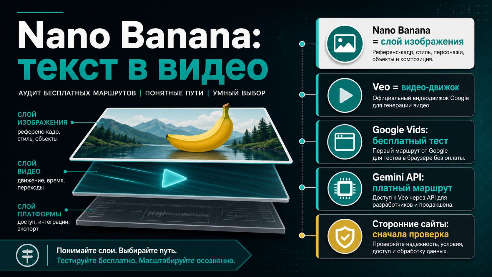 Nano Banana для видео бесплатно: Google Vids, Veo API и проверка сторонних сервисов