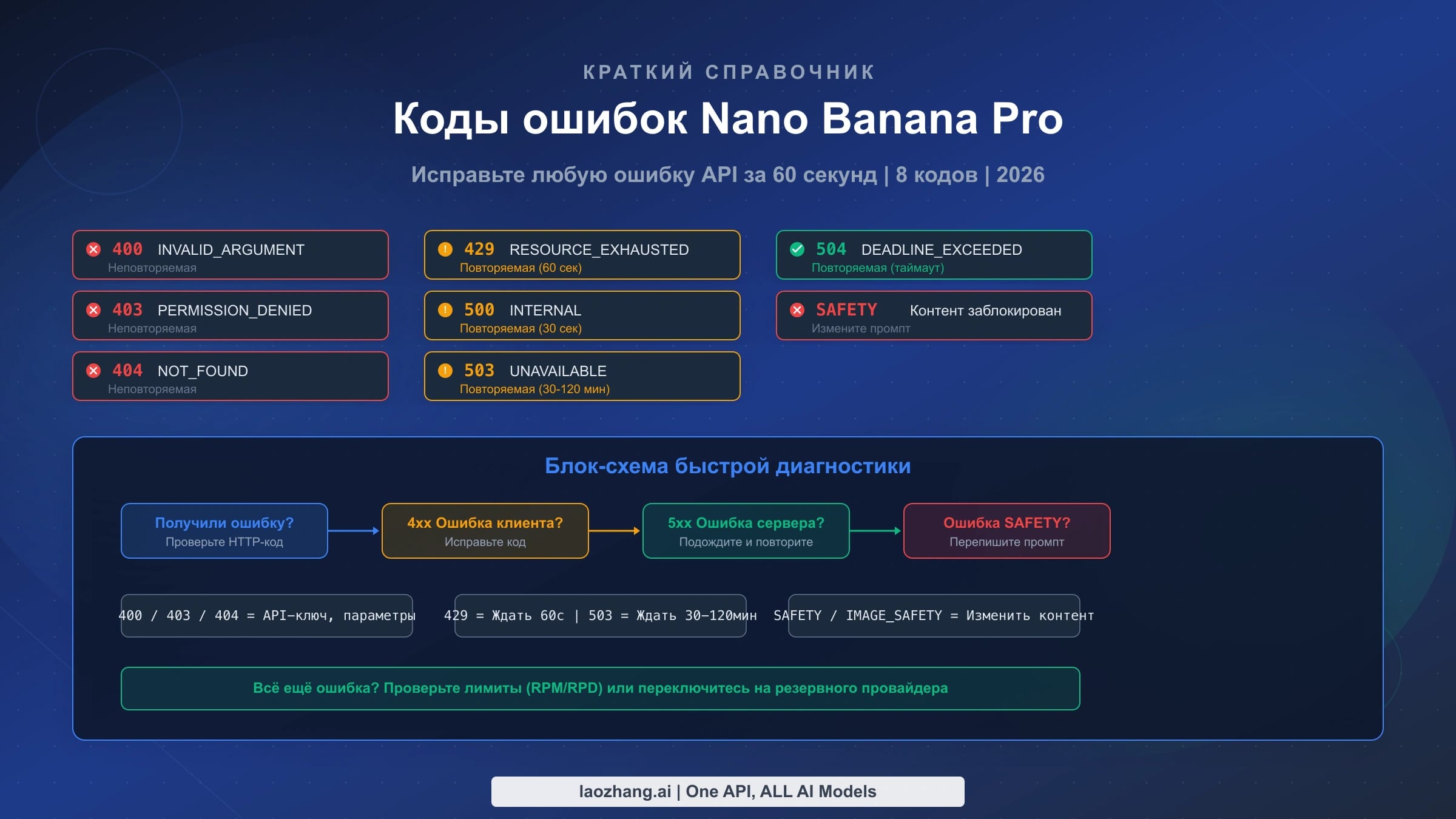 Nano Banana Pro: Справочник по кодам ошибок — исправьте любую ошибку API за 60 секунд (2026)