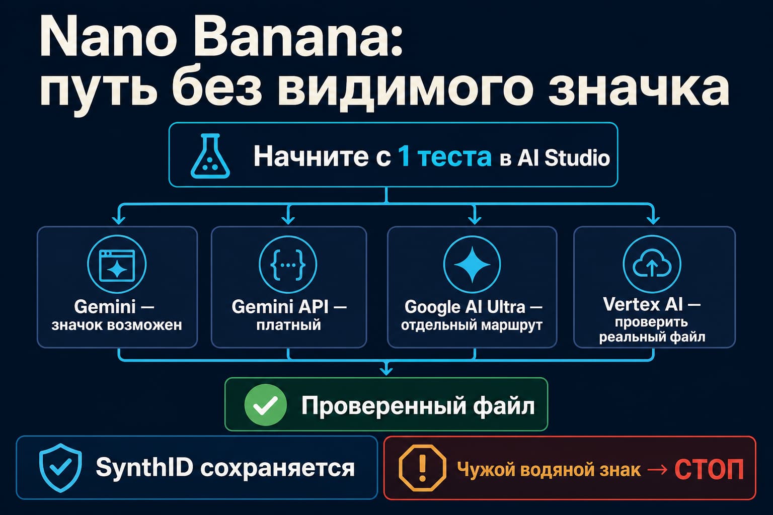 Карта маршрутов Nano Banana для бесплатного теста без видимого значка Gemini