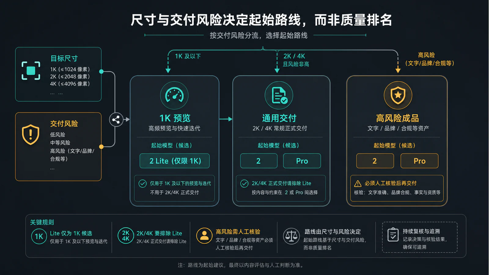 三档图像模型按预览、通用交付和高风险成品分流