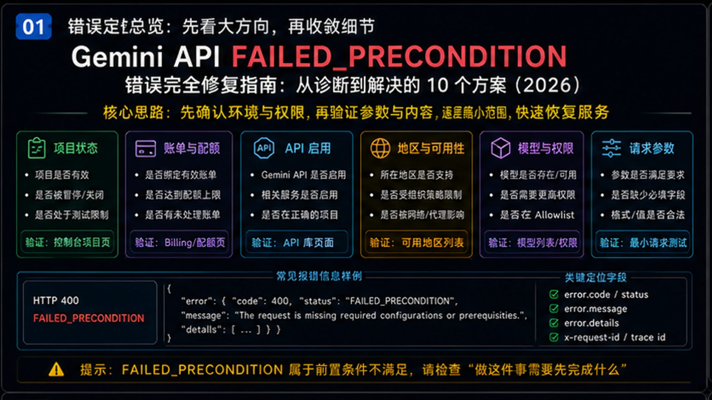 Gemini API FAILED_PRECONDITION错误完全修复指南:从诊断到解决的10个方案