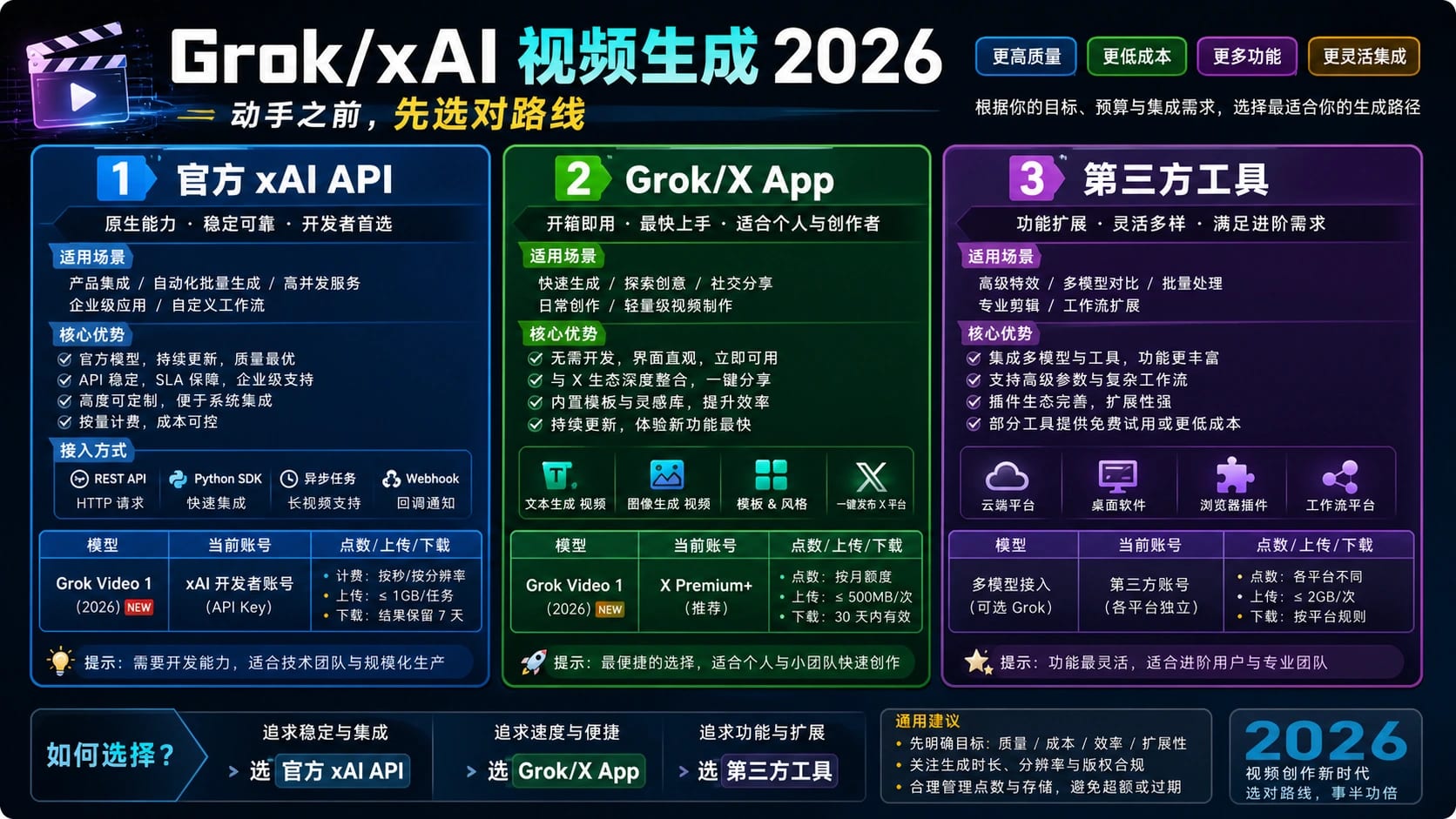 2026 年如何用 Grok/xAI 生成视频:先选 App、API 还是第三方工具