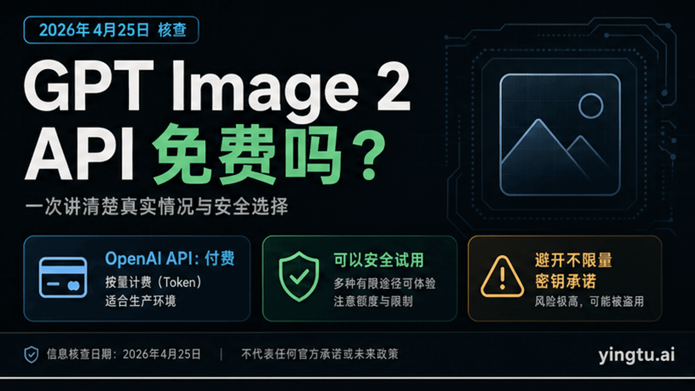 GPT Image 2 API 免费吗?官方边界和安全测试路线
