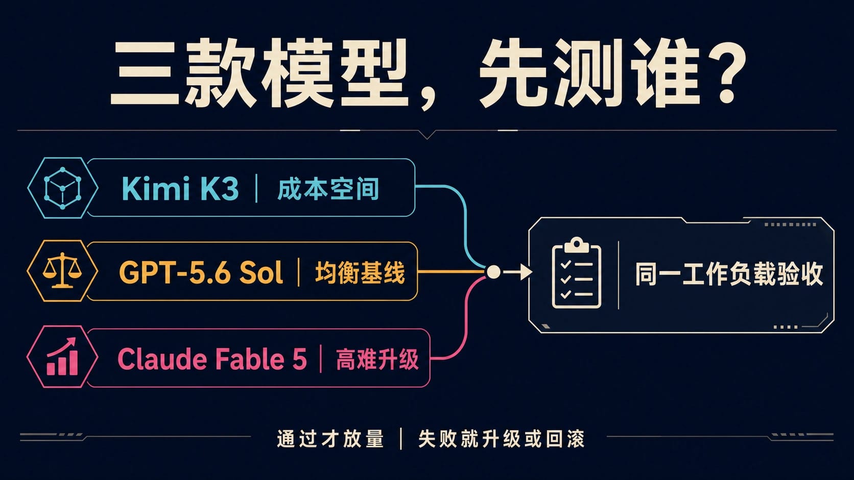 Kimi K3、Claude Fable 5 与 GPT-5.6 Sol 怎么选?先测谁,再决定是否迁移