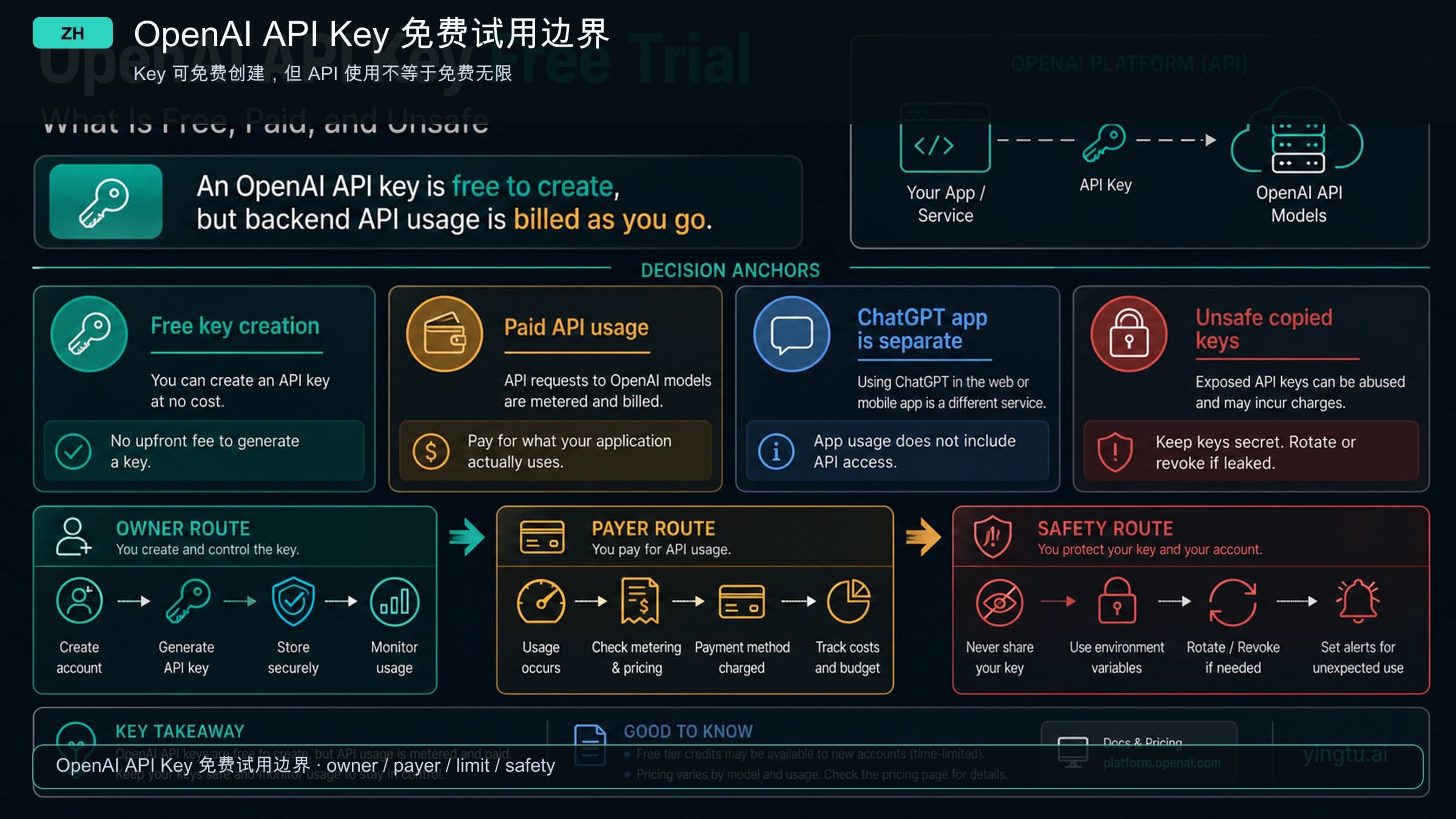 OpenAI API Key 免费试用:哪些免费、哪些付费、哪些不能碰