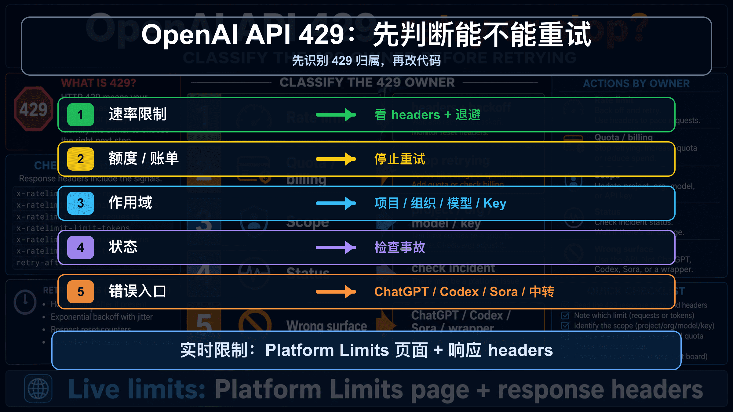 OpenAI API 额度不足或 429:先判断重试、账单,还是升级处理