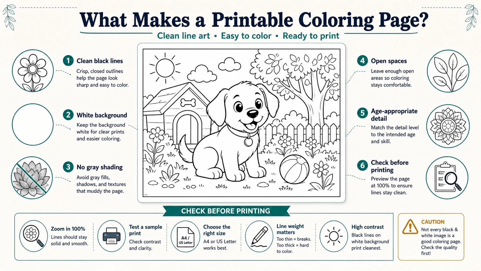 Printable AI coloring page line-art quality checklist
