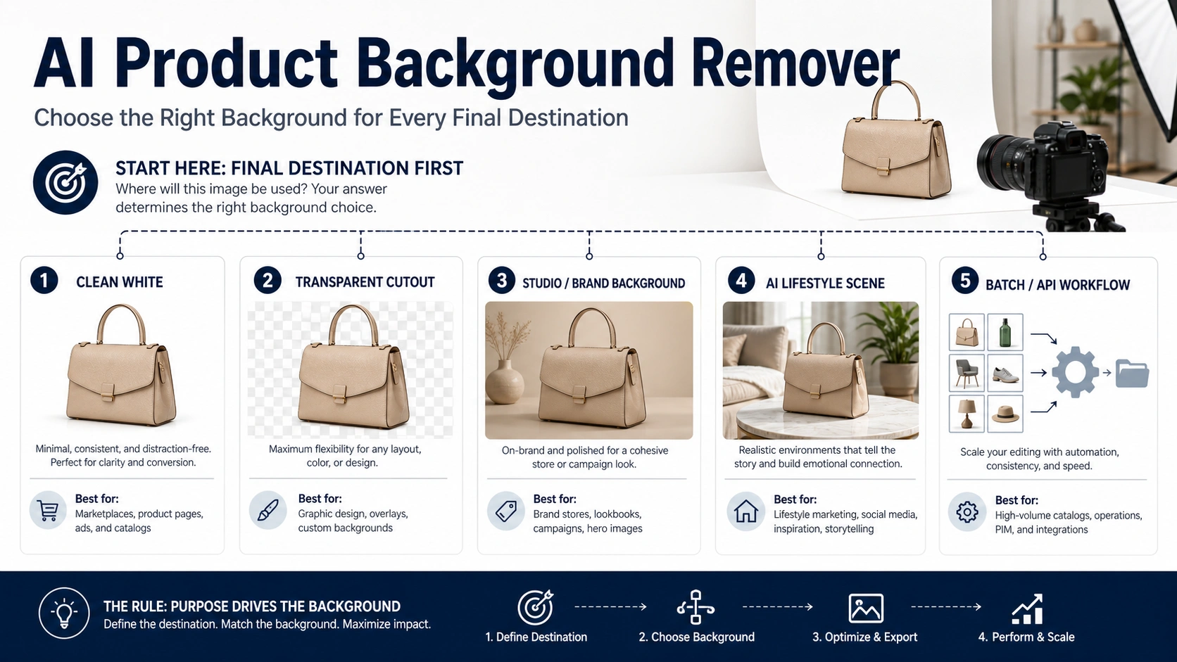 AI Product Background Remover: White, Transparent, Batch, or AI Scene?