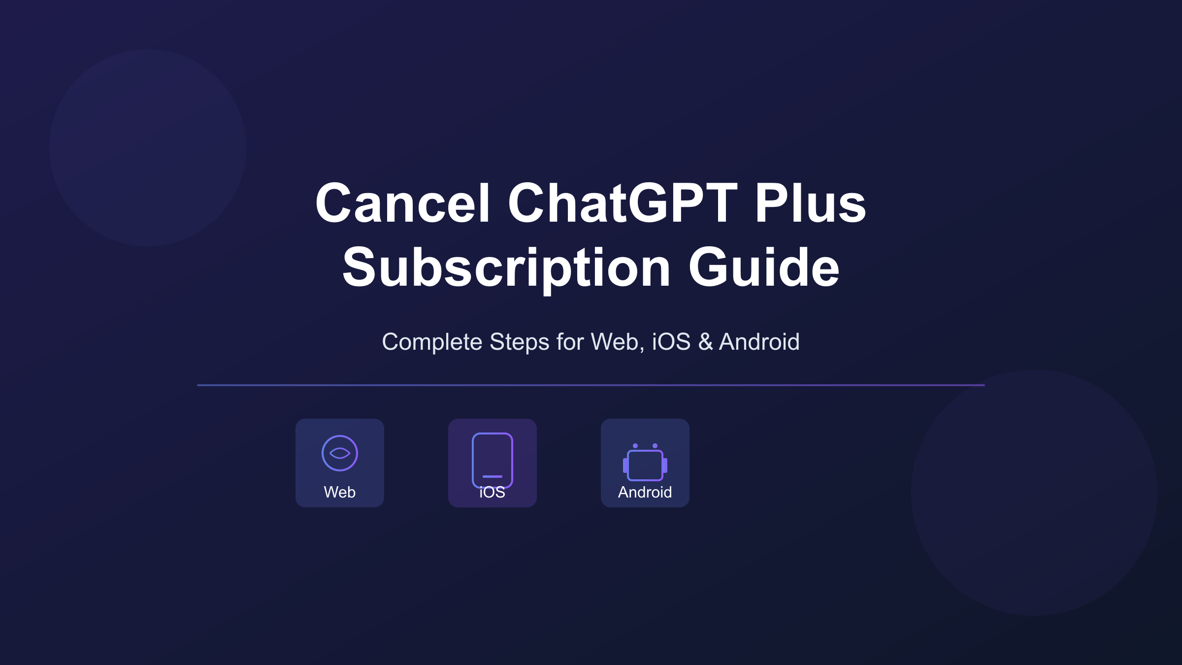 Complete guide to cancel ChatGPT Plus subscription showing web, iOS, and Android methods with billing cycle tips and refund information