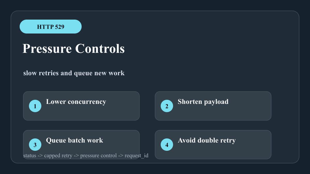 Traffic pressure controls for Claude API 529
