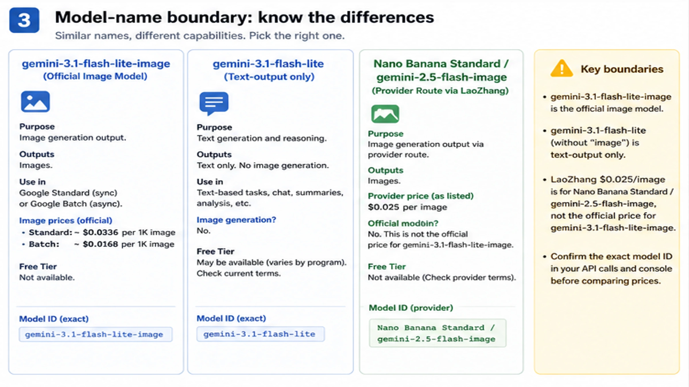 Model boundary map for gemini-3.1-flash-lite-image gemini-3.1-flash-lite and Nano Banana Standard